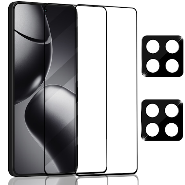 2-Pack Xiaomi Redmi 14T Pro Skärmskydd & 2-Pack linsskydd - Härdat Glas 9H - Super kvalitet 3D