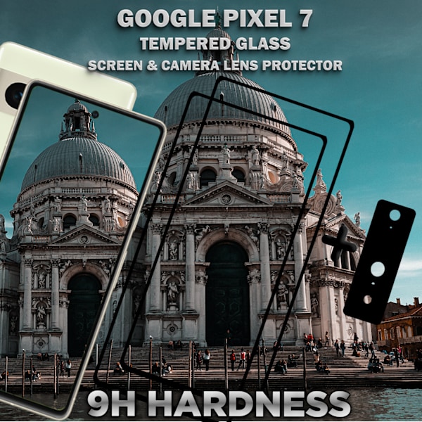 2-Pack Google Pixel 7 Skärmskydd & 1-Pack linsskydd - Härdat Glas 9H - Super kvalitet 3D