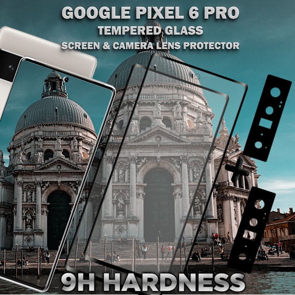 2-Pack GOOGLE PIXEL 6 PRO Näytönsuoja & 2-Pack linssinsuoja - Karkaistu Lasi 9H - Super laatu 3D