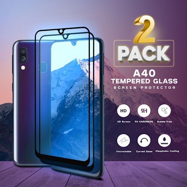 2-Pack SAMSUNG GALAXY A40 Skærmbeskyttelse - Hærdet Glas 9H - Super kvalitet 3D