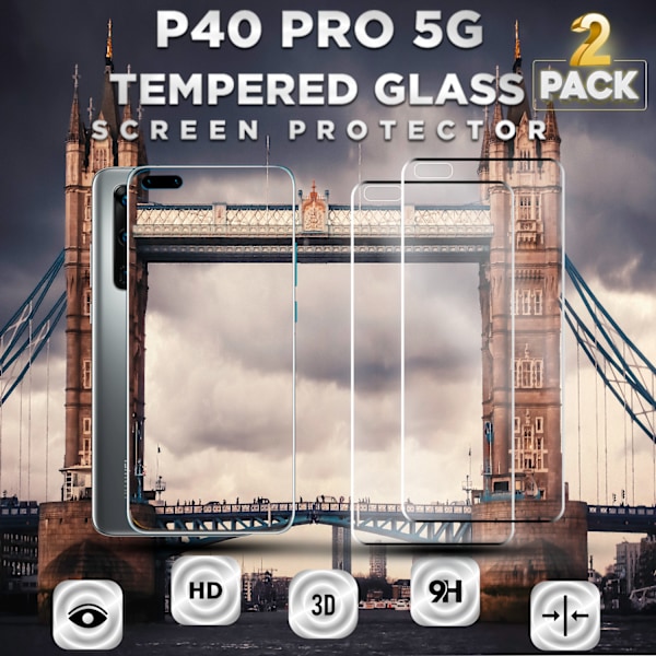 2-Pack HUAWEI P40 PRO Skærmbeskyttelse - Hærdet Glas 9H - Super kvalitet 3D