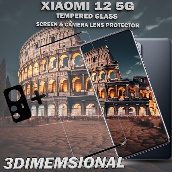 1-Pack XIAOMI 12 Skärmskydd & 1-Pack linsskydd - Härdat Glas 9H -  Topp kvalitet 3D