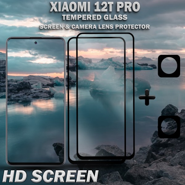 2-Pack Xiaomi 12T Pro Skärmskydd & 2-Pack linsskydd - Härdat Glas 9H - Super kvalitet 3D