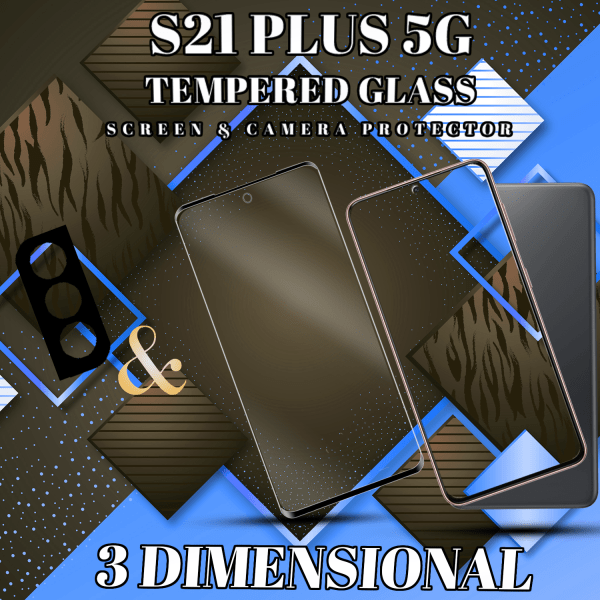 1-Pack Samsung S21 Plus (5G) Skärmskydd & 1-Pack linsskydd - Härdat Glas 9H - Super kvalitet 3D