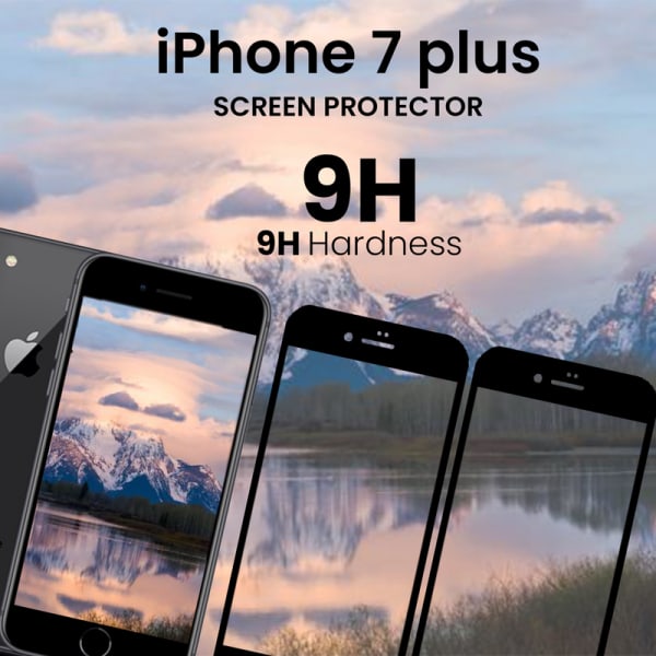 2 Pack iPhone 7 Plus Svart - Härdat Glas 9H - Super Kvalitet 3D