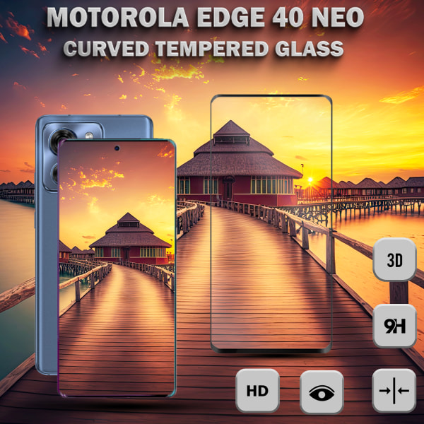 Motorola Edge 40 NEO - Härdat Glas 9H - Super kvalitet 3D Skärmskydd