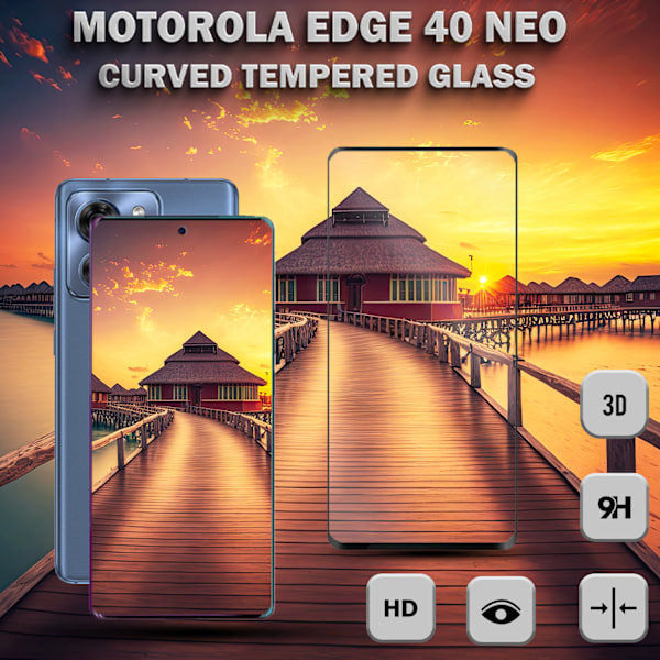 Motorola Edge 40 NEO - Härdat Glas 9H - Super kvalitet 3D Skärmskydd