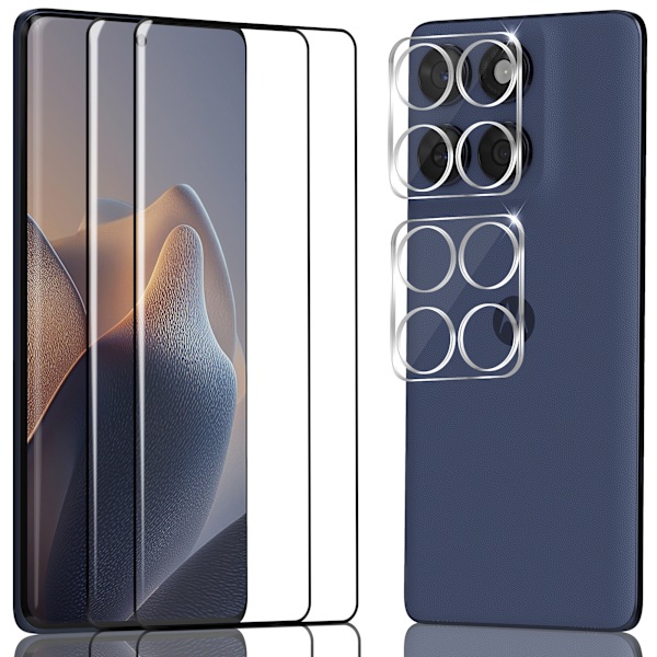 2-Pack Motorola Edge 60 Fusion Skärmskydd & 2-Pack linsskydd - Härdat Glas 9H - Super kvalitet 3D
