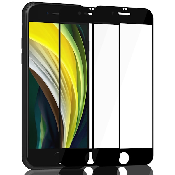 2-Pack Iphone SE (2020-2022) Black Skærmbeskyttelse - Hærdet Glas 9H - Super kvalitet 3D