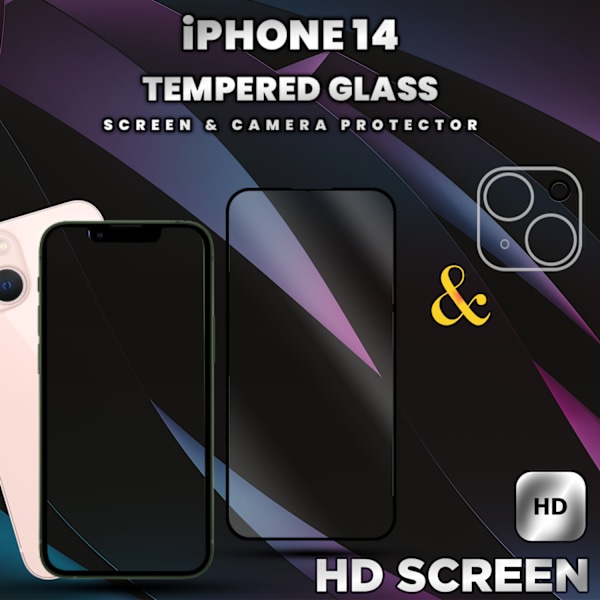 1-Pack iPhone 14 - skärmskydd & 1-Pack linsskydd -härdat glas 9H