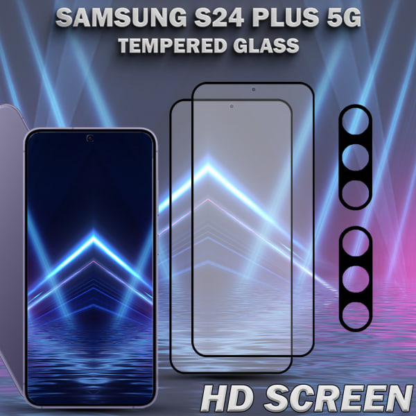 2-Pack SAMSUNG S24 PLUS Skærmbeskyttelse & 2-Pack linsebeskyttelse - Hærdet Glas 9H - Super kvalitet 3D