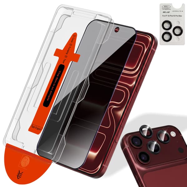1-Pack iPhone 18 Pro Max Privacy Skärmskydd & 1-Pack linsskydd - Härdat Glas | [Automatisk Installation] - Bubbelfritt iPhone 18 Pro Max