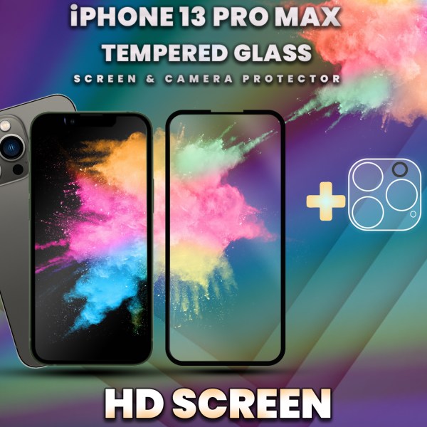 1-Pack iPhone 13 Pro Max - Skärmskydd & 1-Pack linsskydd-9H Glas
