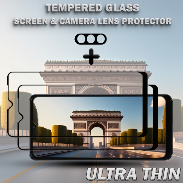 2-Pack SAMSUNG A15 Skärmskydd & 1-Pack linsskydd - Härdat Glas 9H - Super kvalitet 3D