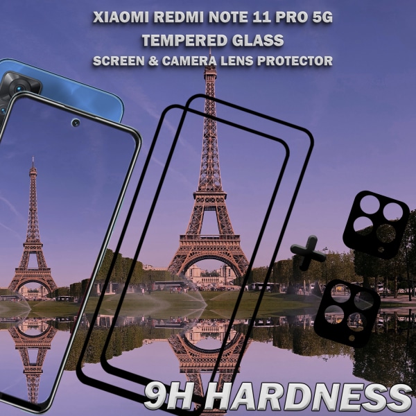 2-Pack Xiaomi Redmi Note 11 Pro (5G) Skärmskydd & 2-Pack linsskydd - Härdat Glas 9H - Super kvalitet 3D