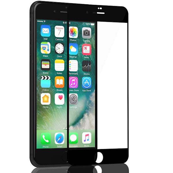 1-Pack Iphone 7 Black Skærmbeskyttelse - Hærdet Glas 9H - Super kvalitet 3D