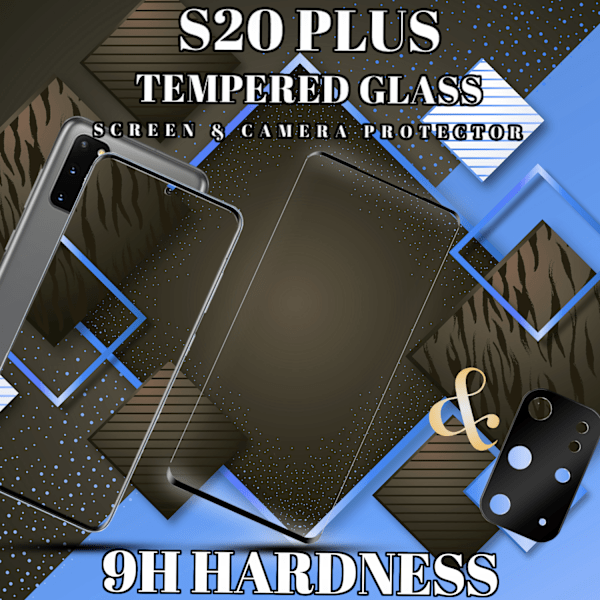 1-Pack Samsung S20 Plus Skärmskydd & 1-Pack linsskydd - Härdat Glas 9H - Super kvalitet 3D