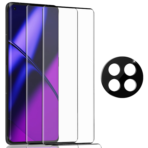 2-Pack Oneplus 11R Skærmbeskyttelse & 1-Pack linsebeskyttelse - Hærdet Glas 9H - Super kvalitet 3D