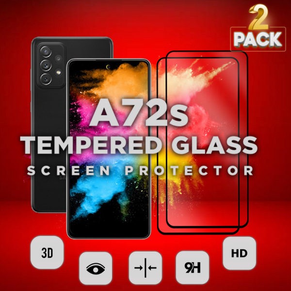 2 Pack Samsung Galaxy A72s -Härdat glas 9H-Super kvalitet 3D