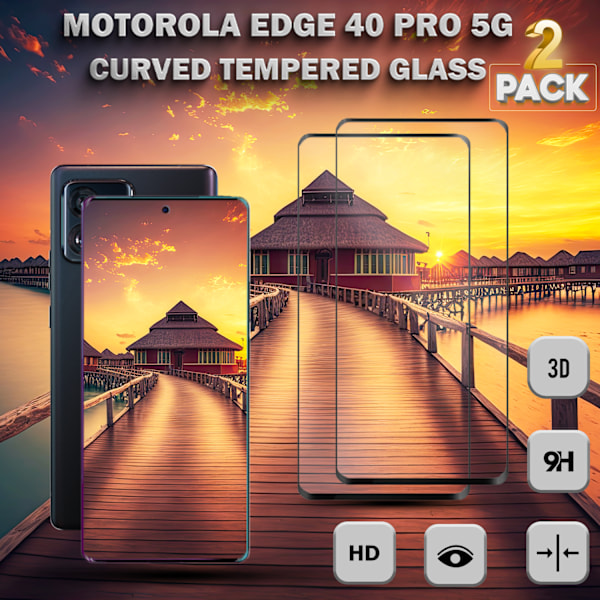 2-Pack Motorola EDGE 40 Pro (5G) - Härdat Glas 9H - Super kvalitet 3D Skärmskydd