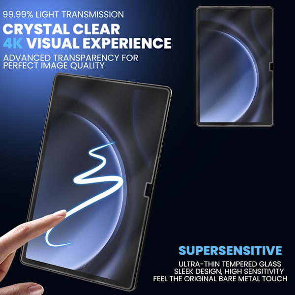 3-Pack Samsung Tab S9 FE Plus Skärmskydd - Härdat Glas 9H - Super kvalitet 3D