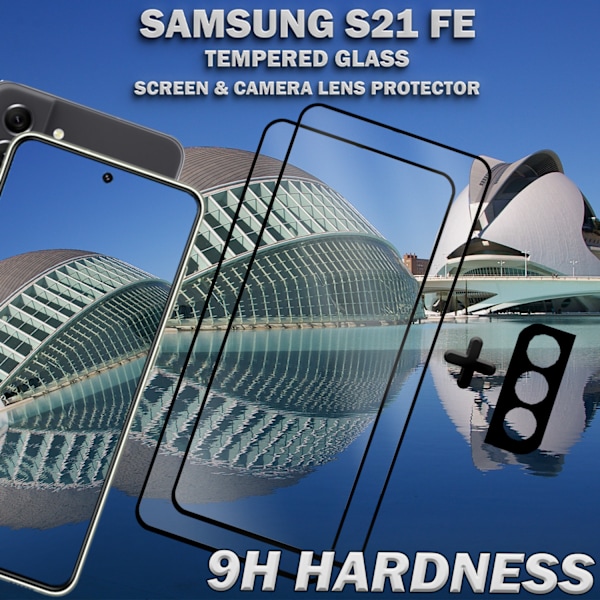 2-Pack Samsung S21 FE Skärmskydd & 1-Pack linsskydd - Härdat Glas 9H - Super kvalitet 3D