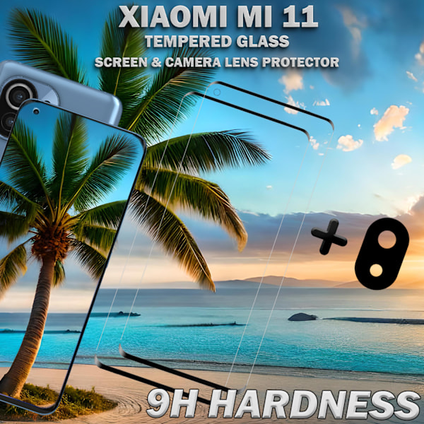 2-Pack Xiaomi Mi 11 Skärmskydd & 1-Pack linsskydd - Härdat Glas 9H - Super kvalitet 3D