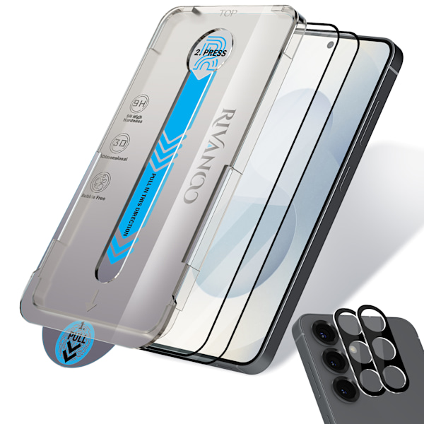 2-Pack Samsung Galaxy S25 Plus Skärmskydd & 2-Pack Linsskydd - Härdat Glas | [Automatisk Installation] - Bubbelfritt