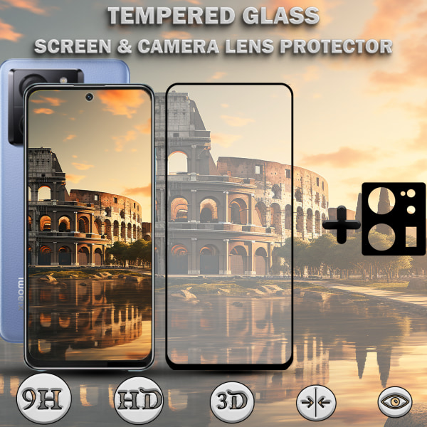 1-Pack XIAOMI 13T Skärmskydd & 1-Pack linsskydd - Härdat Glas 9H - Super kvalitet 3D