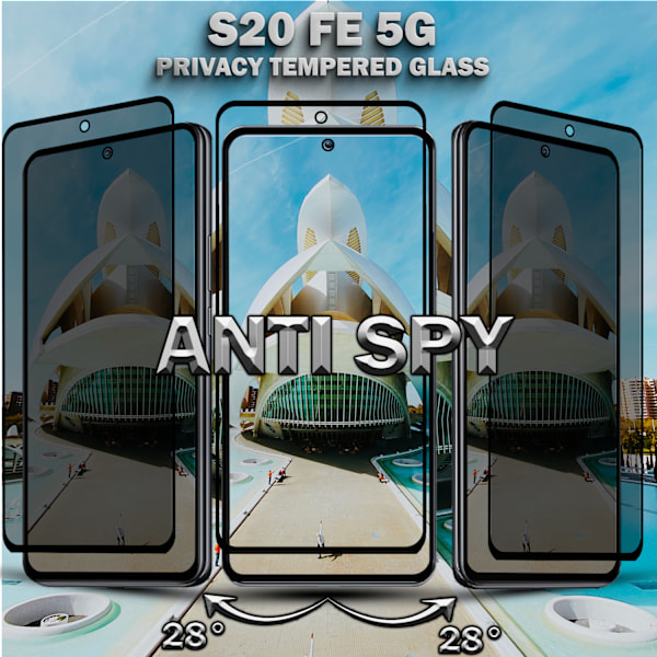 2-Pack Privacy SAMSUNG S20 FE 5G Skärmskydd & 2-Pack linsskydd - Härdat Glas 9H - Super kvalitet 3D