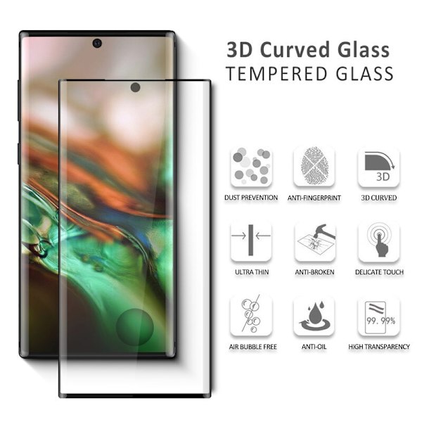 1-Pack SAMSUNG NOTE 10 Skærmbeskyttelse - Hærdet Glas 9H - Super kvalitet 3D