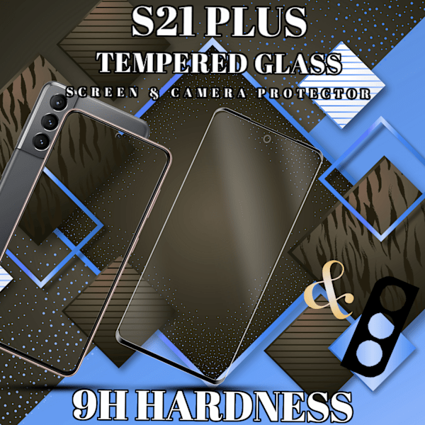 1-Pack Samsung S21 Plus Skärmskydd & 1-Pack linsskydd - Härdat Glas 9H - Super kvalitet 3D