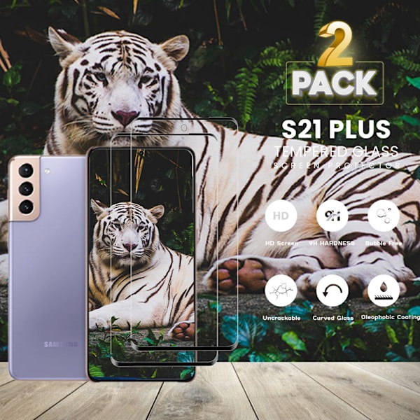 2-Pack SAMSUNG S21 PLUS Skærmbeskyttelse - Hærdet Glas 9H - Super kvalitet 3D