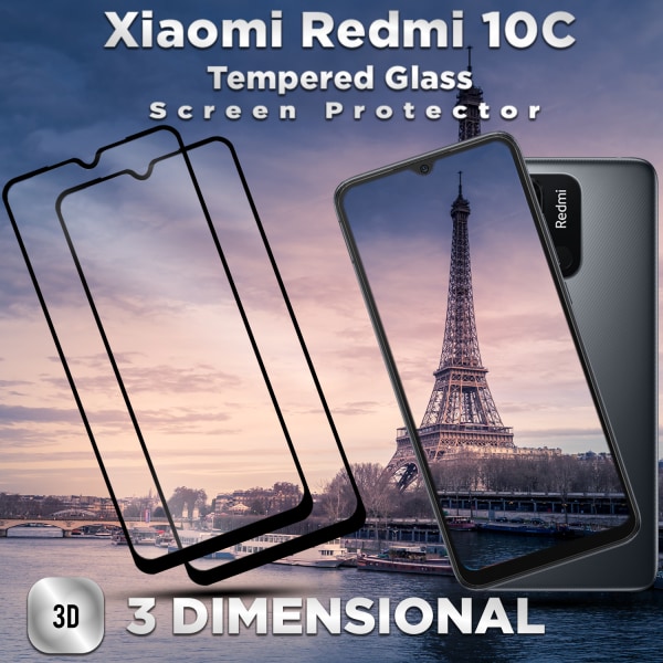 2-Pack Xiaomi Redmi 10C - Härdat Glas 9H - Super kvalitet 3D Skärmskydd