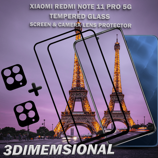 2-Pack Xiaomi Redmi Note 11 Pro (5G) Skärmskydd & 2-Pack linsskydd - Härdat Glas 9H - Super kvalitet 3D