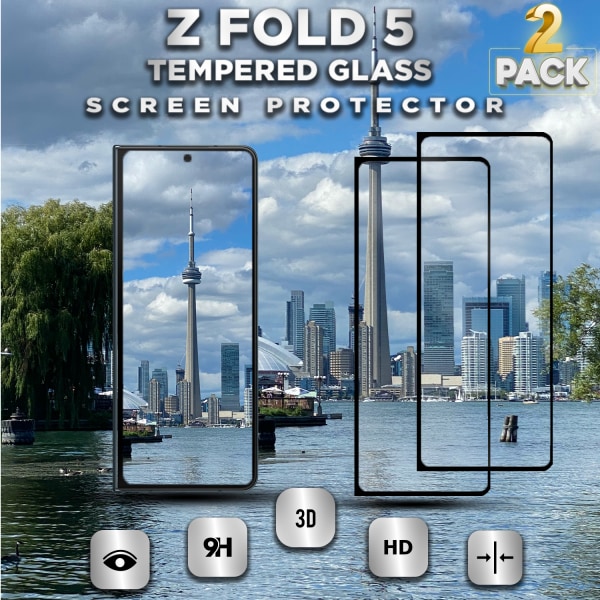 2-Pack Samsung Galaxy Z FOLD 5 - Härdat Glas 9H - Super Kvalitet 3D Skärmskydd