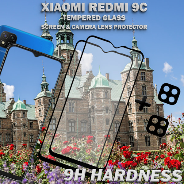 2-Pack XIAOMI REDMI 9C Skærmbeskyttelse & 2-Pack linsebeskyttelse - Hærdet Glas 9H - Super kvalitet 3D