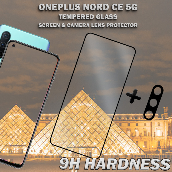 1-Pack ONEPLUS NORD CE Skærmbeskyttelse & 1-Pack linsebeskyttelse - Hærdet Glas 9H - Super kvalitet 3D