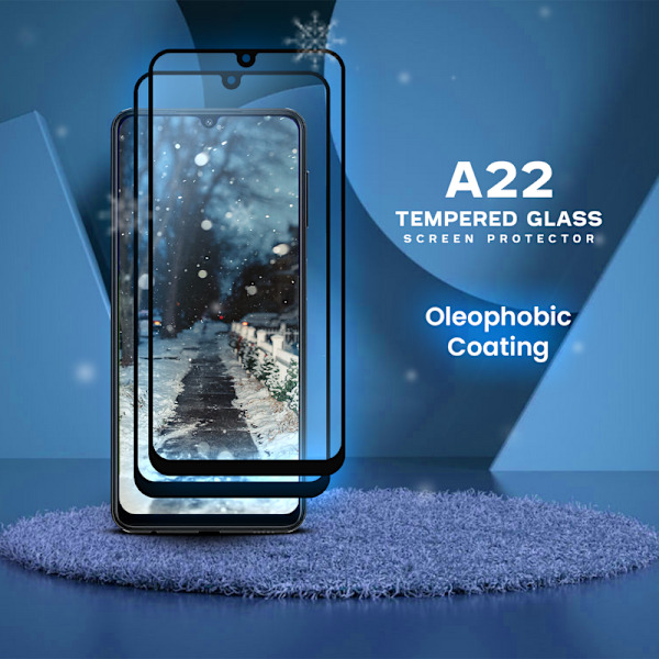 2 Pack Samsung Galaxy A22 - Härdat glas 9H - Super kvalitet 3D