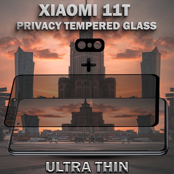 1-Pack Privacy XIAOMI 11T Skärmskydd & 1-Pack linsskydd - Härdat Glas 9H - Super kvalitet 3D