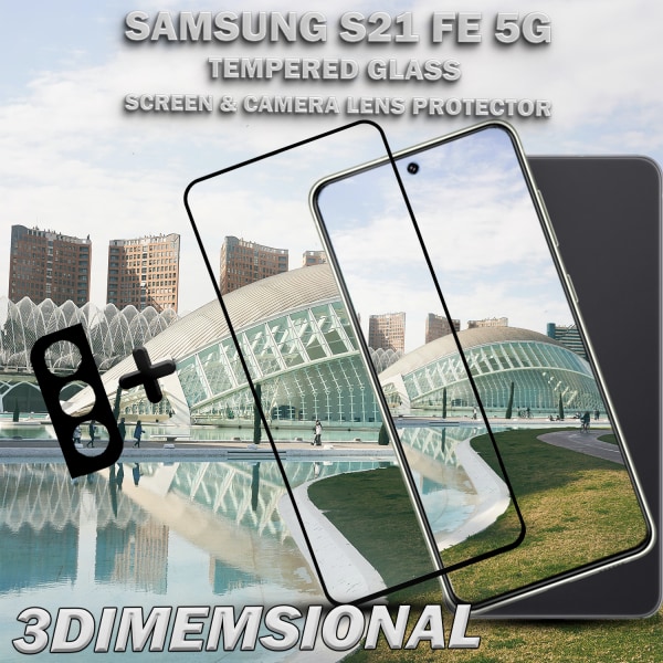 1-Pack Samsung S21 FE (5G) Skärmskydd & 1-Pack linsskydd - Härdat Glas 9H - Super kvalitet 3D