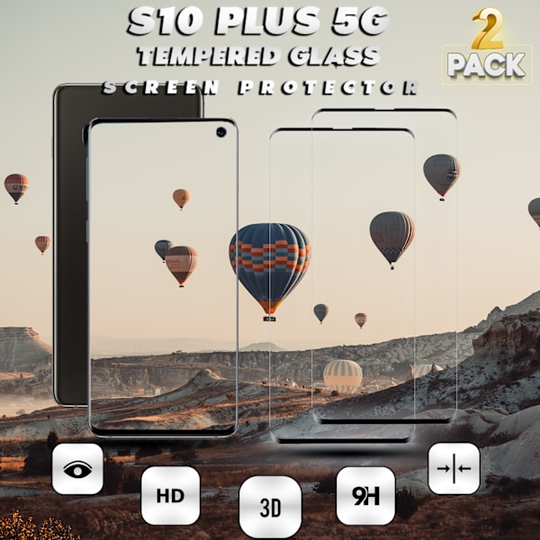 2-Pack SAMSUNG GALAXY S10 PLUS Skærmbeskyttelse - Hærdet Glas 9H - Super kvalitet 3D