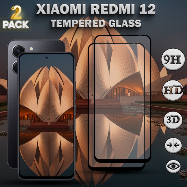 2-Pack XIAOMI REDMI 12 Skärmskydd - Härdat Glas 9H - Super kvalitet 3D