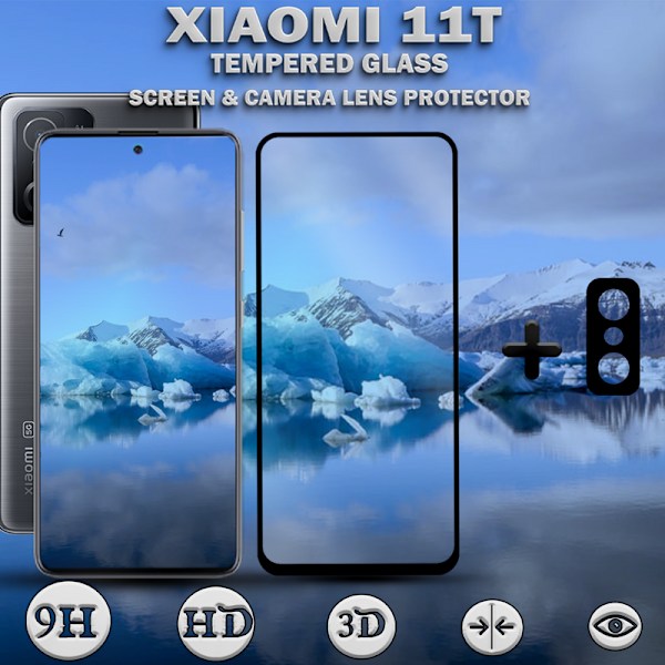 1-Pack XIAOMI 11T Skærmbeskyttelse & 1-Pack linsebeskyttelse - Hærdet Glas 9H - Super kvalitet 3D