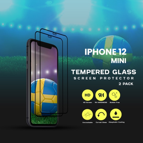 2-Pack IPHONE 12 MINI Skærmbeskyttelse - Hærdet Glas 9H - Super kvalitet 3D