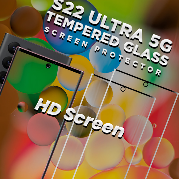 2-Pack SAMSUNG S22 ULTRA Skærmbeskyttelse - Hærdet Glas 9H - Super kvalitet 3D