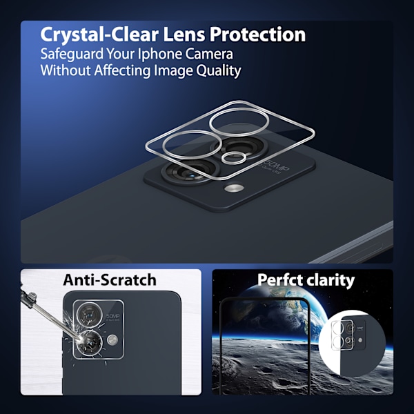 2-Pack Motorola G84 Skærmbeskyttelse & 2-Pack linsebeskyttelse - Hærdet Glas 9H - Super kvalitet 3D
