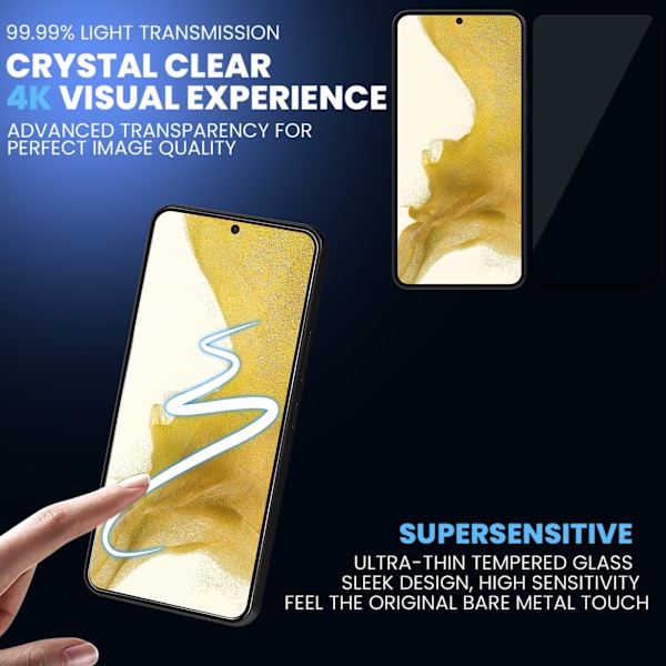 2-Pack SAMSUNG S22 PLUS Näytönsuoja - Karkaistu Lasi 9H - Super laatu 3D