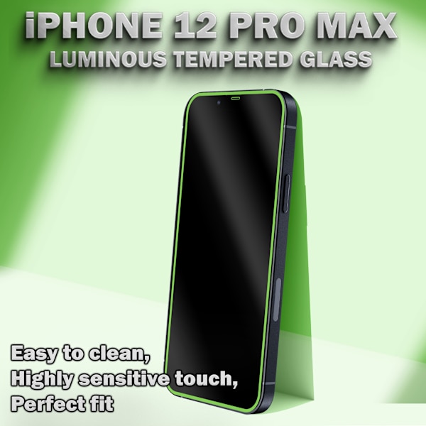 1-Pack Självlysande Skärmskydd For iPhone 12 Pro Max - Härdat Glas 9H - Super Kvalitet 3D