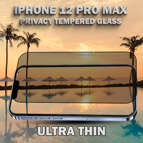 1-Pack Privacy Skärmskydd For iPhone 12 Pro Max - Härdat Glas 9H - Super Kvalitet 3D